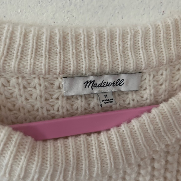 Madewell wool blend white cream cable knit sweater jumper size medium - Picture 2 of 4